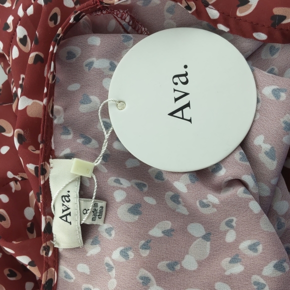 Ava Women's Top Size 8 Maroon Wrap 3/4 Ruffle Sleeves Peplum Tie-up Waist NEW - Picture 13 of 13